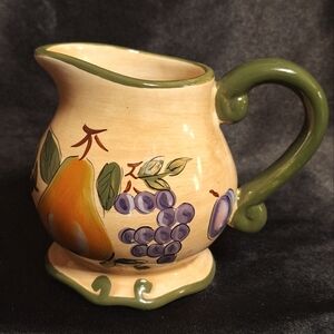 2003 Home Trends Creamer~Small Pitcher~Grenada~Discontinued~Stoneware~8 Oz~Fruit